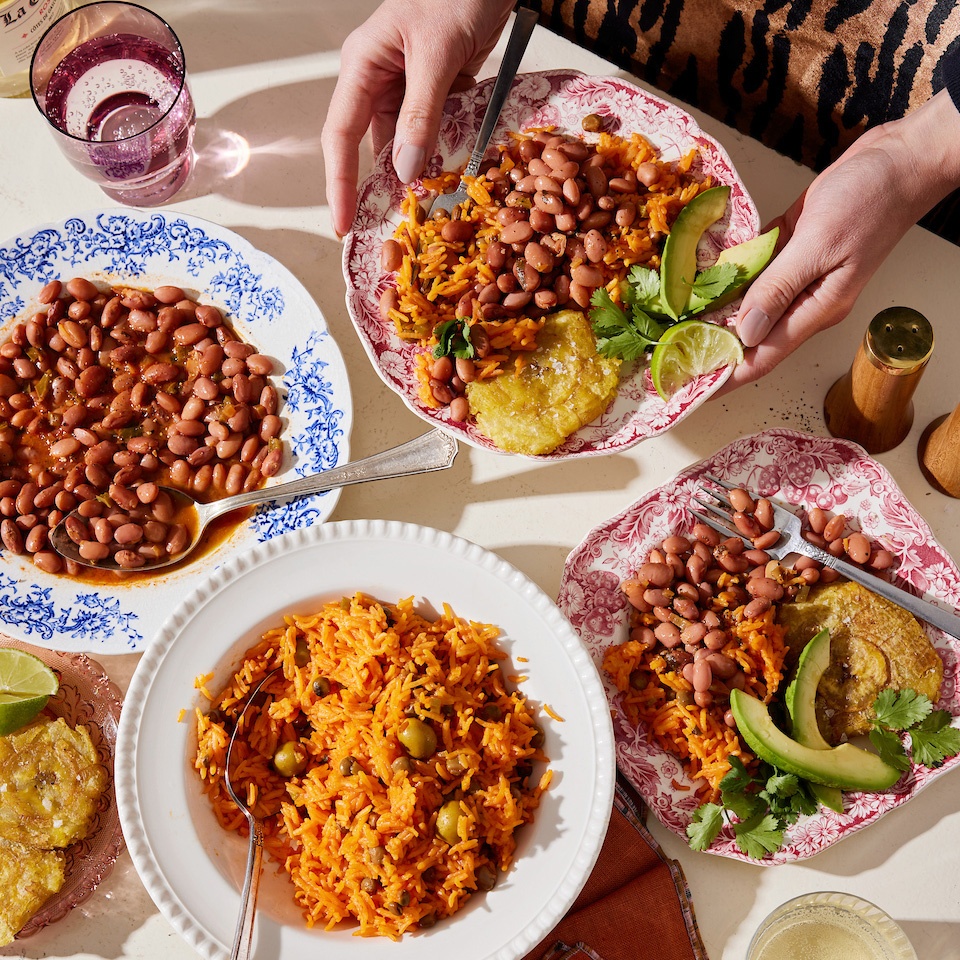 puerto rican rice and beans from the Ambitious Kitchen Cookbook in bowls