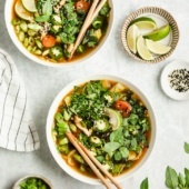 two bowls of Asian chicken soup