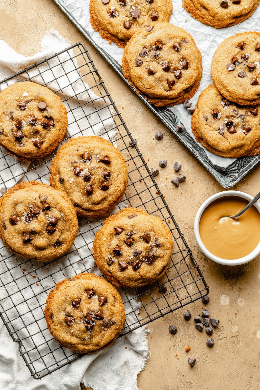 soft peanut butter cookies on wire racks