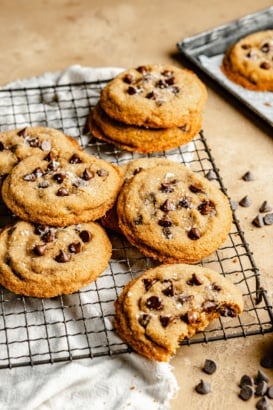 bakery-style peanut butter cookies on a wire rack