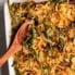 healthy green bean casserole in a baking dish