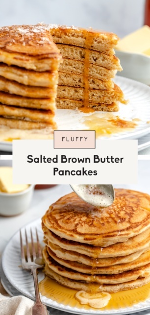 collage of brown butter pancakes