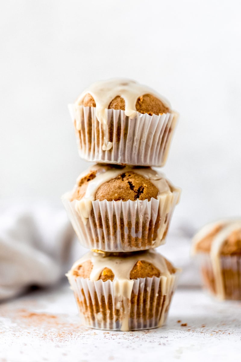 three stacked butternut squash muffins