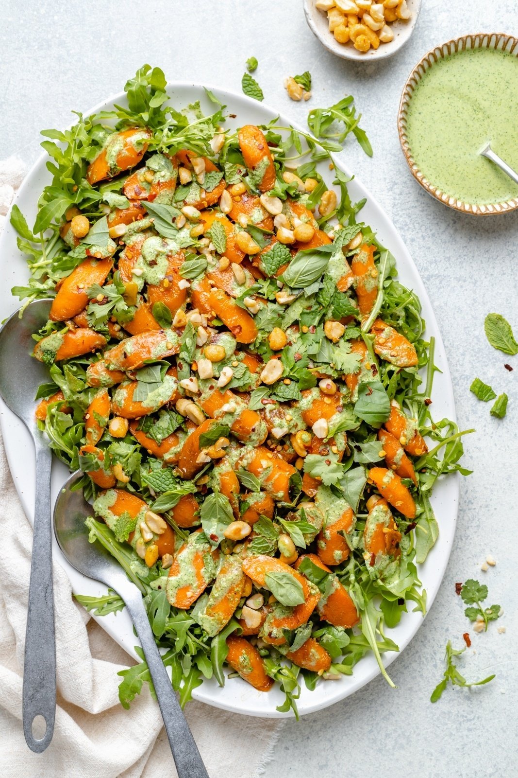 caramelized carrot salad on a platter