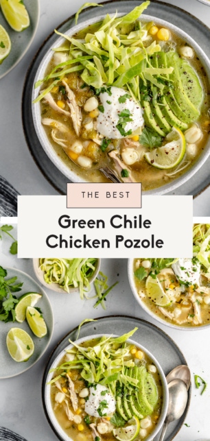 collage of chicken pozole