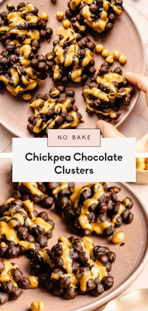 collage of chickpea chocolate clusters