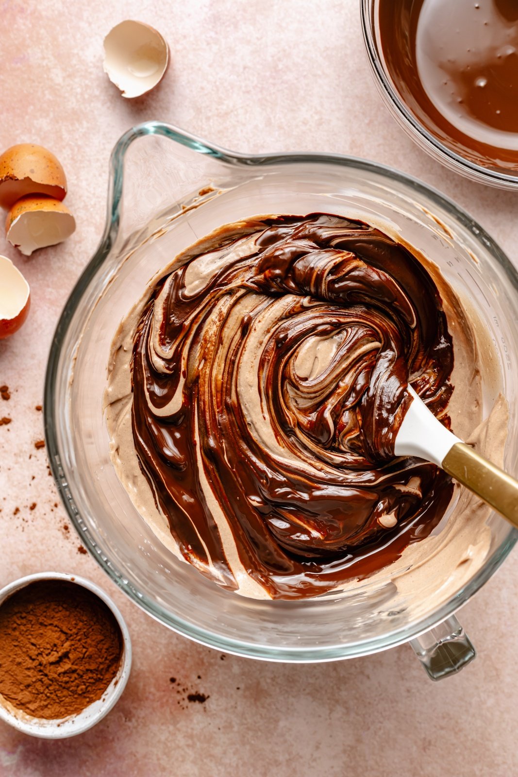 mixing filling for dark chocolate cheesecake