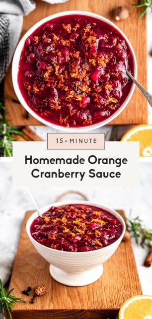 collage of healthy cranberry sauce