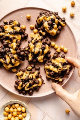 chickpea chocolate clusters on a plate