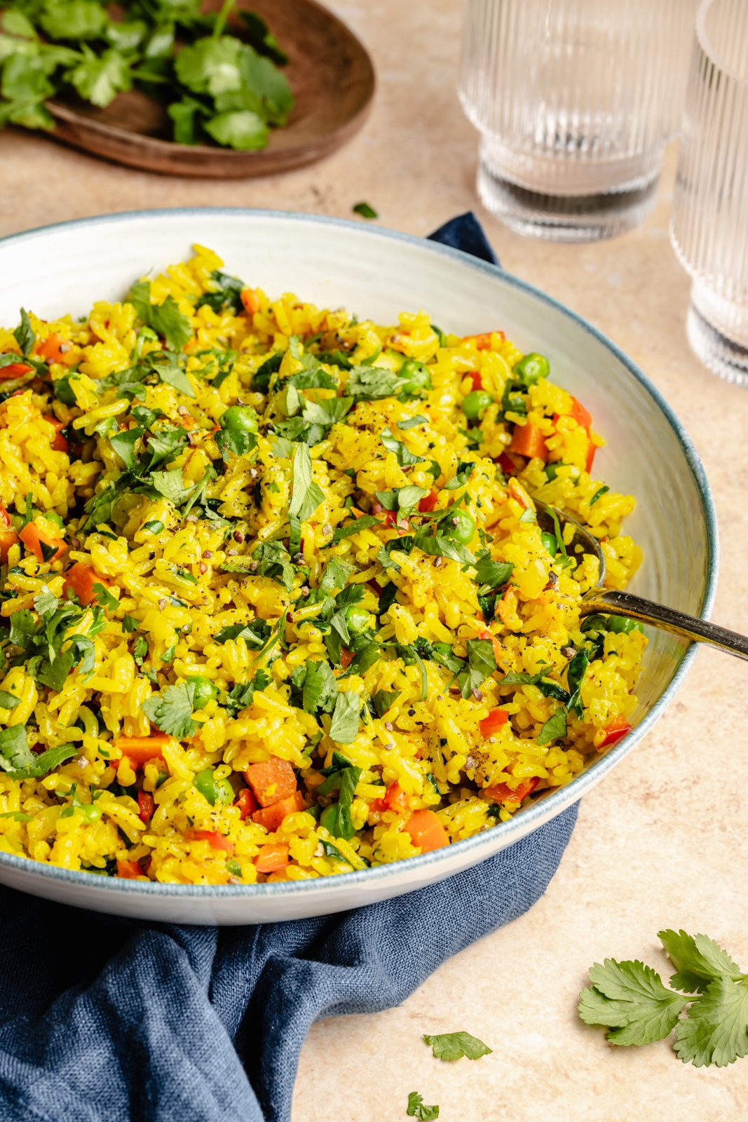 garlic turmeric rice in a bowl