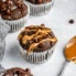 gluten free chocolate spinach muffin drizzled with peanut butter