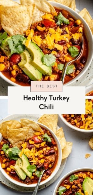 collage of the best turkey chili recipe