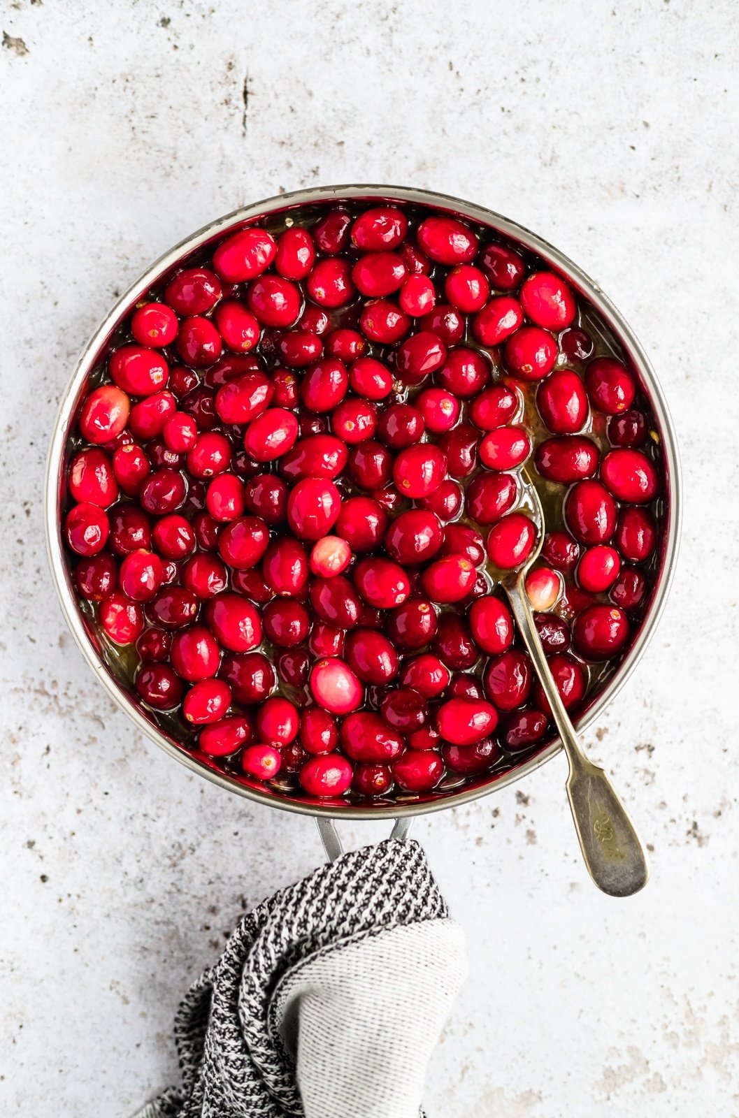 cranberries for cranberry sauce in a pot