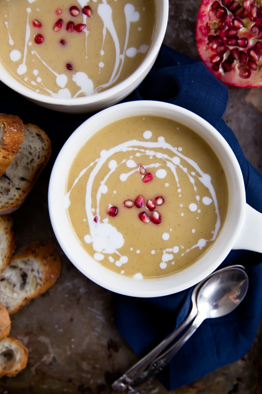 vegan butternut squash soup in a mug