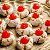 Italian cherry almond cookies on a platter