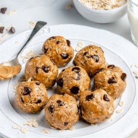 lactation energy bites on a plate