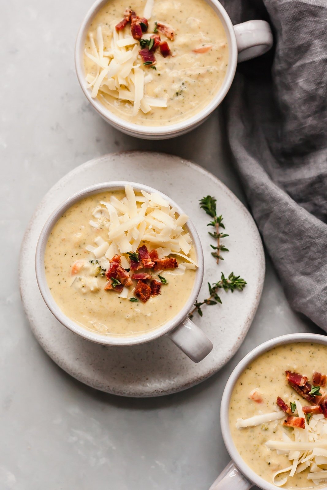 bowl of cauliflower broccoli cheddar soup