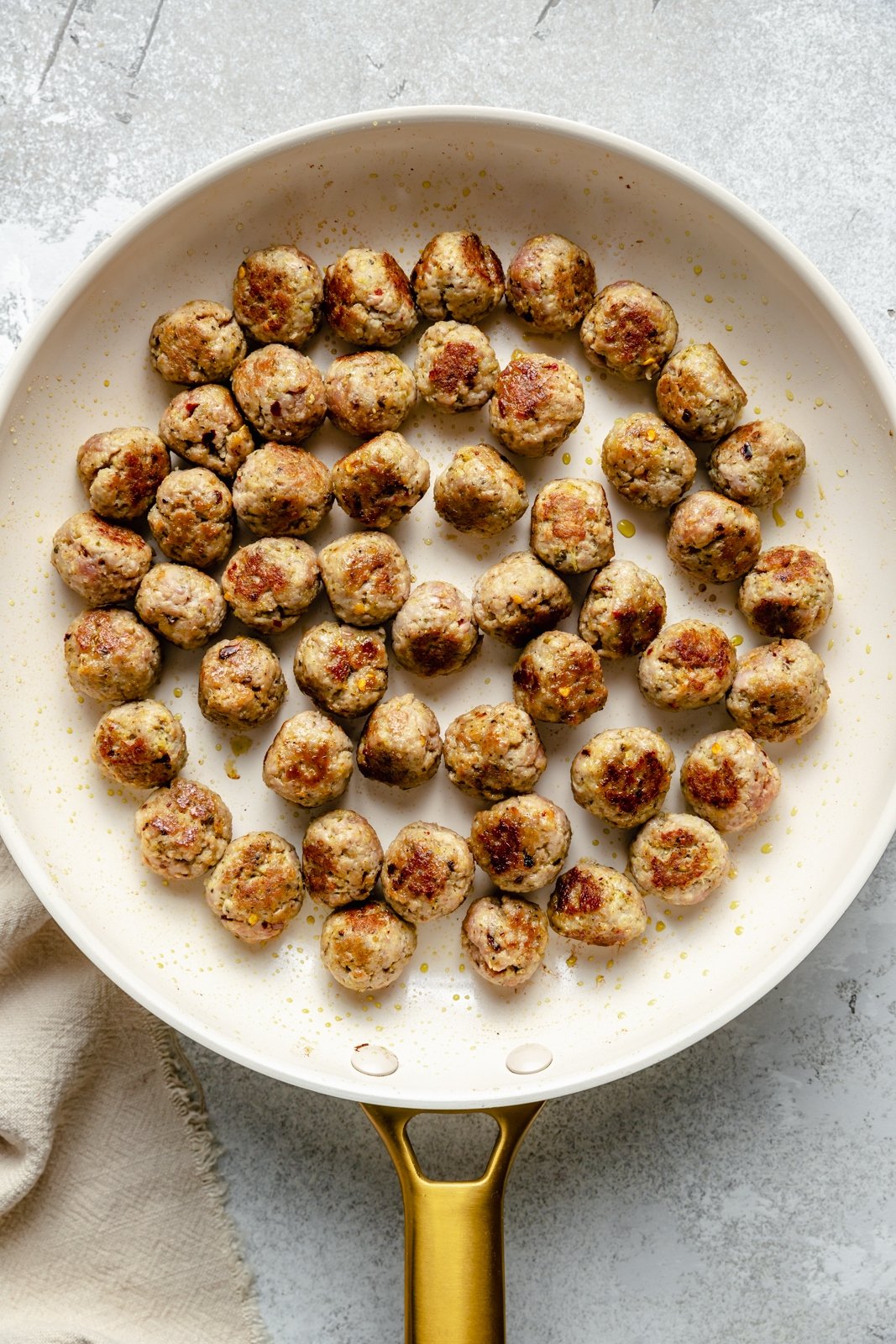 mini turkey meatballs in a pan