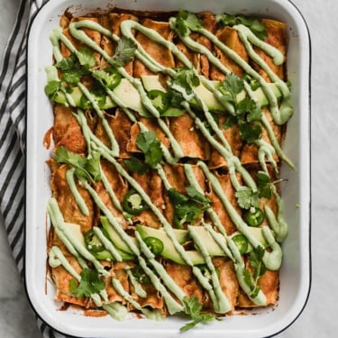 vegan enchiladas in a pan