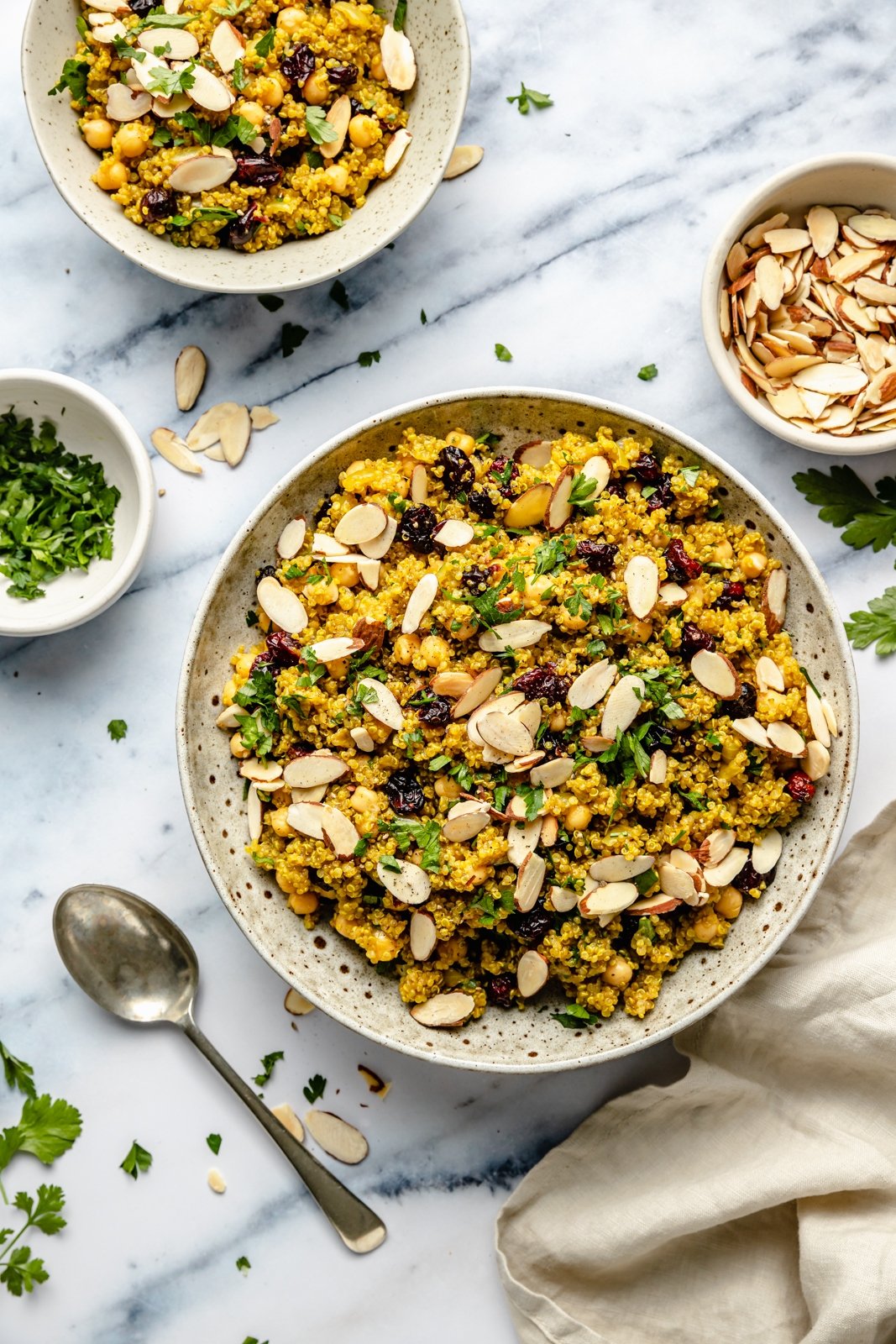 vegan chickpea quinoa salad in a bowl