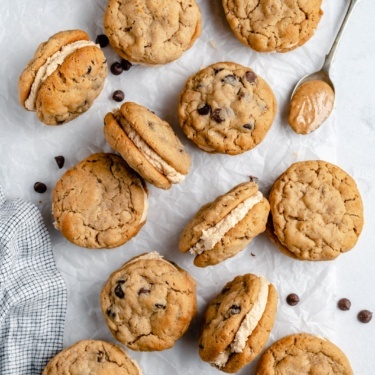 peanut butter oatmeal cream pies on parchment paper