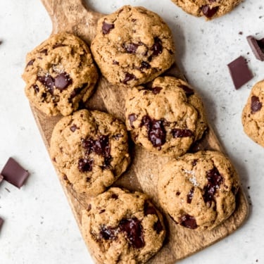 grain free peanut butter cookies on a wooden board