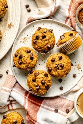 pumpkin banana muffins on a plate