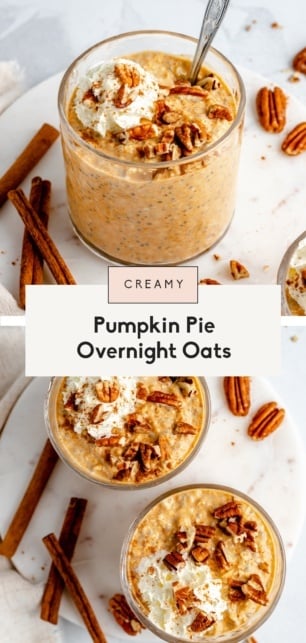 collage of healthy pumpkin overnight oats