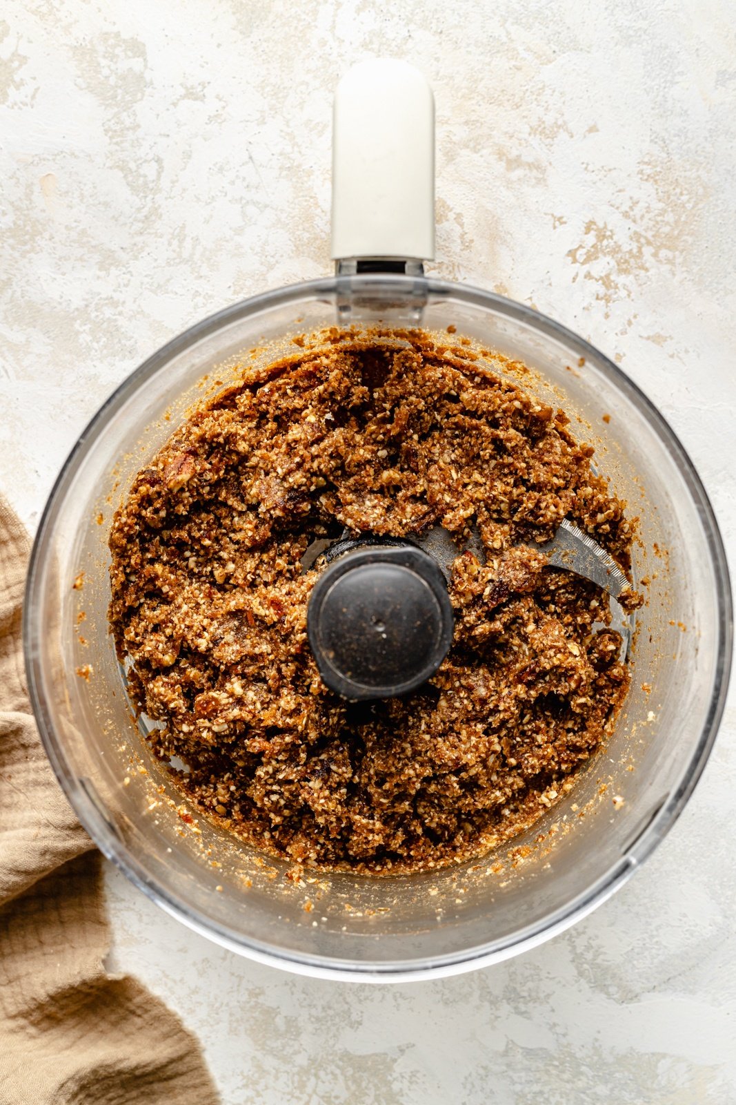 pecan energy bites dough in a food processor