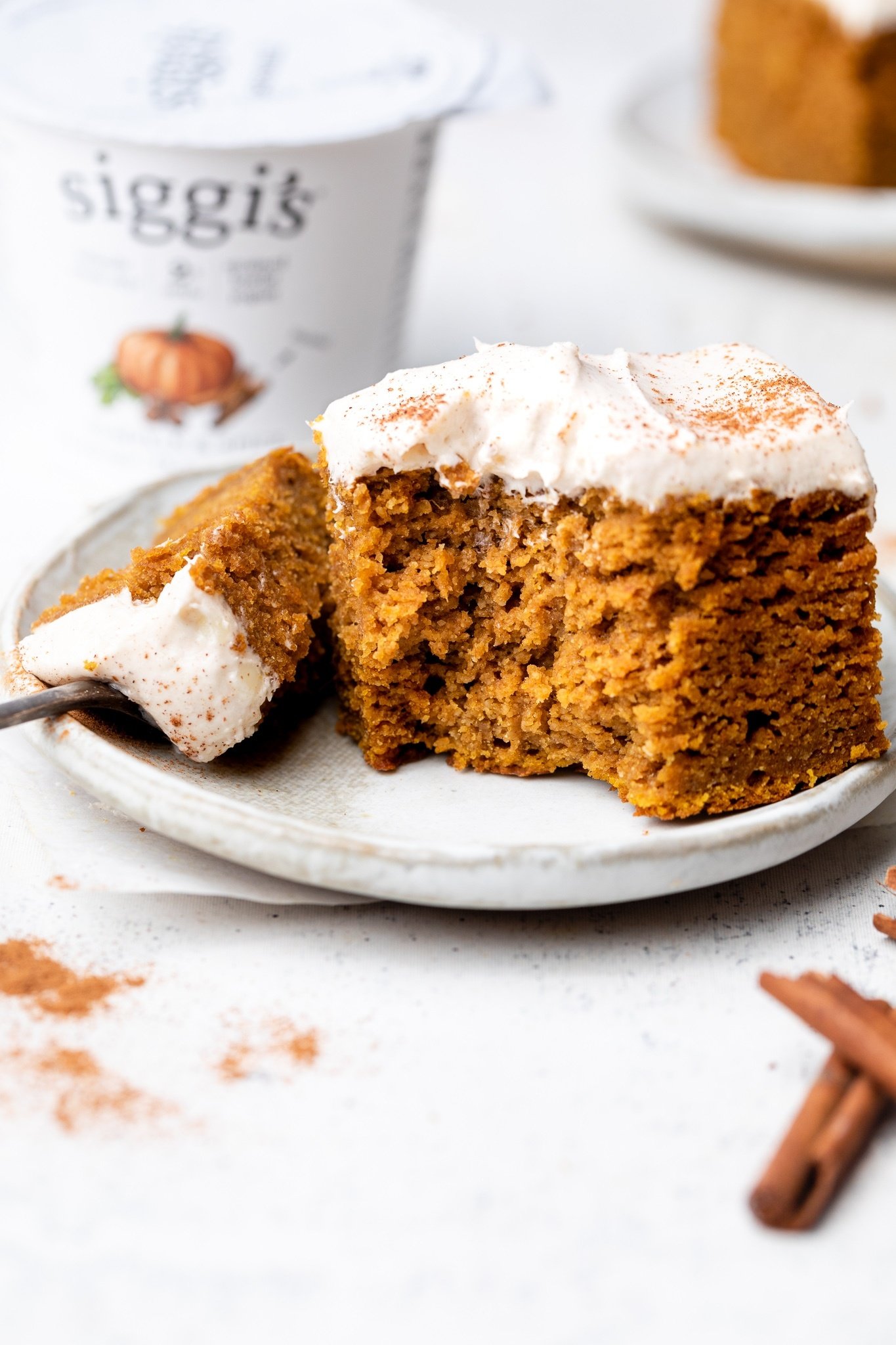 piece of healthy pumpkin cake on a plate