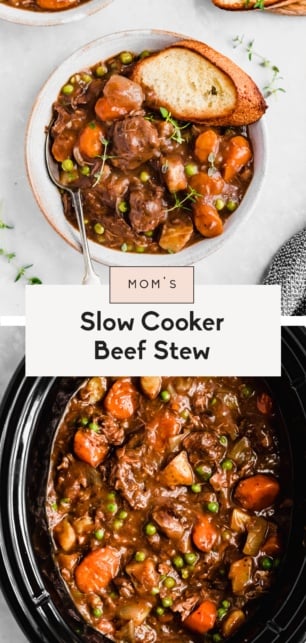 collage of slow cooker beef stew