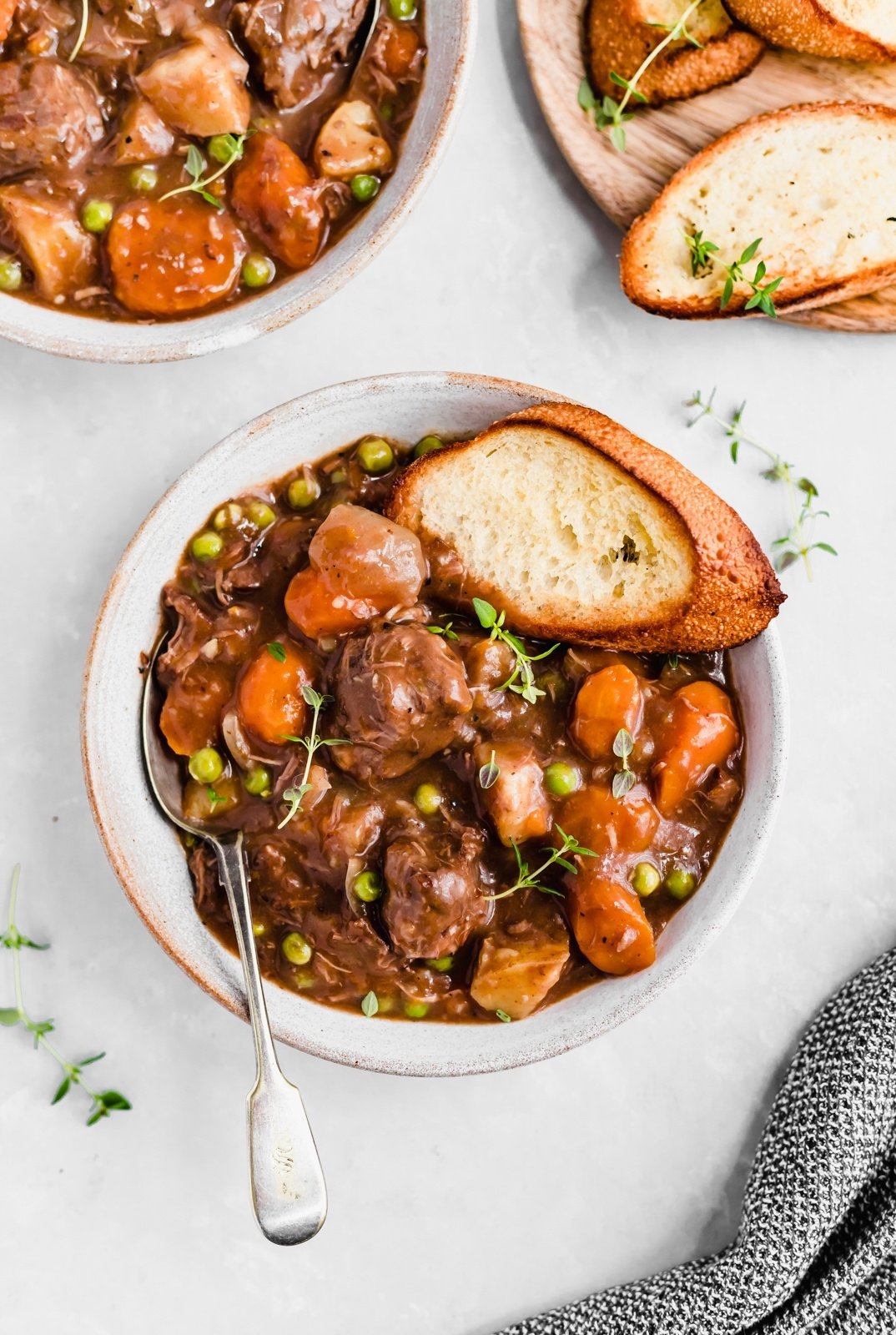 slow cooker beef stew in a bowl