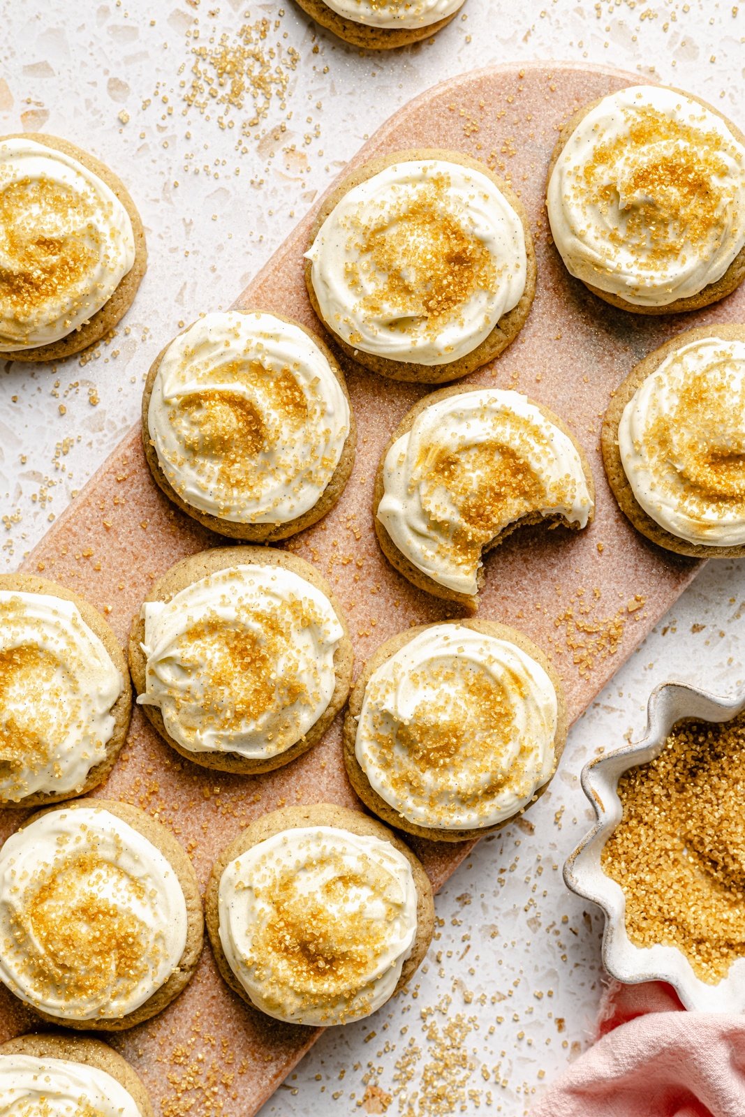 soft chai sugar cookies on a serving board