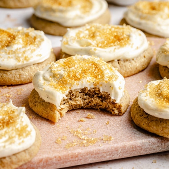 chai sugar cookie with a bite taken out