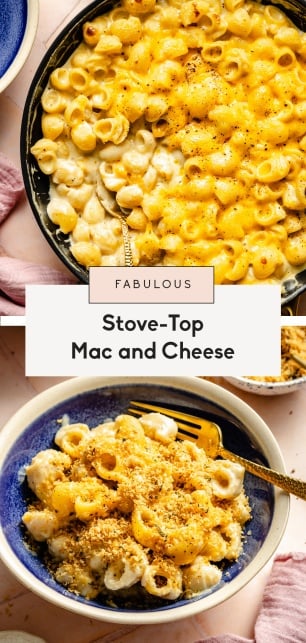 collage of stove-top mac and cheese