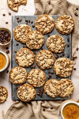 oatmeal latte cookies on a serving tray