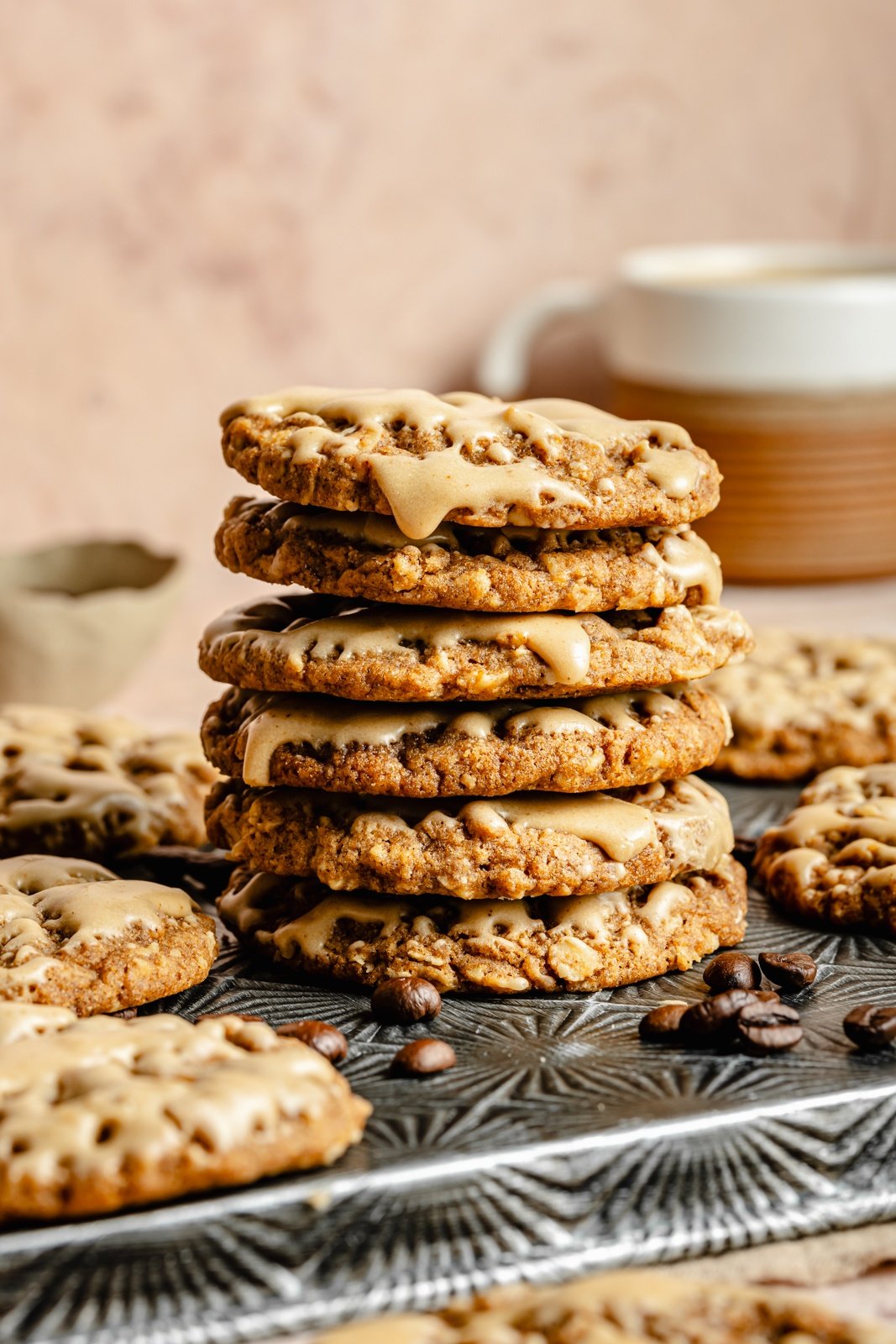 brown sugar latte cookies in a stack